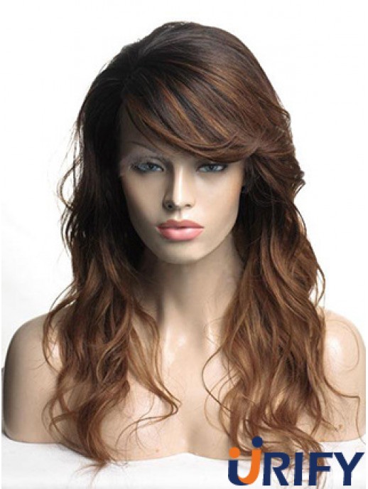 Long Brown Wavy With Bangs Günstigste Afroamerikaner Perücken