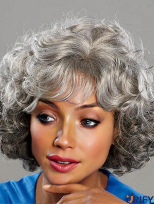 Kinnlänge Curly Grey Gute Afroamerikaner Perücken