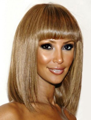 Schulterlange Yaki Capless Blonde 12 Zoll Rabatt Iman Perücken