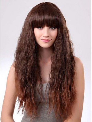 Long Ombre / 2 Tone Curly mit Pony Geeignete Afroamerikaner Perücken