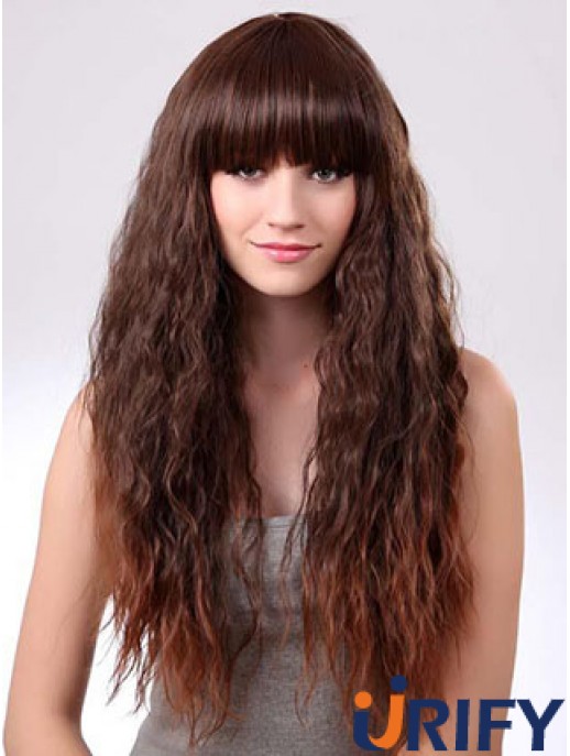Long Ombre / 2 Tone Curly mit Pony Geeignete Afroamerikaner Perücken