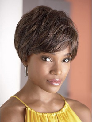 Cropped Brown Wavy Boycuts Modische Afroamerikaner Perücken