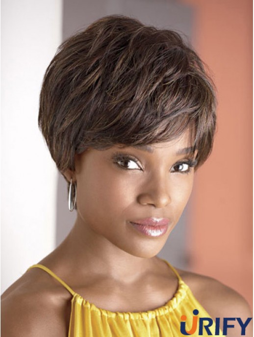 Cropped Brown Wavy Boycuts Modische Afroamerikaner Perücken