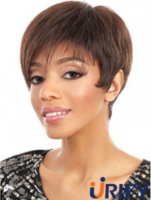 Kurze Auburn Straight Layered Günstigste Afroamerikaner Perücken