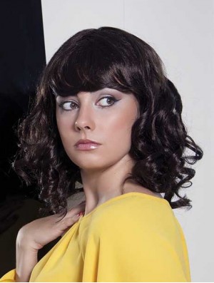 12 Zoll schwarze kappenlose Perücken für schwarze Frauen