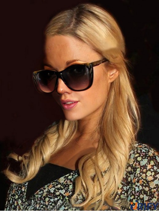 100% handgebundene lange gewellte ohne Pony Blond Wunderschöne Paris Hilton Perücken