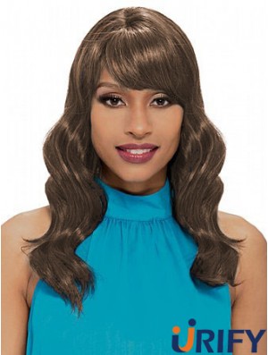 Schulterlange braune wellige mit Pony New African American Perücken