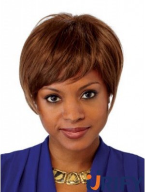 Gerade geschichtete Kinnlänge Auburn Komfortable Lace Front Perücken