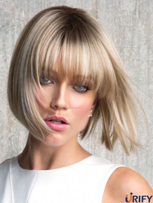 Blonde 8 Zoll Kinn Länge Synthetic Perücken