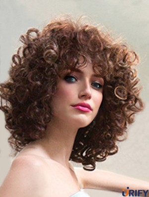 Damen Synthetische Perücken Schulterlange Curly Style Layered Cut