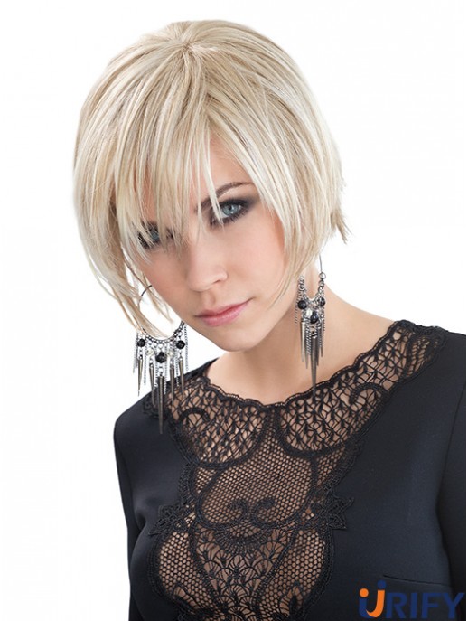 Monofilament Blonde Straight Layered Lace Front Perücken Synthetisches Haar