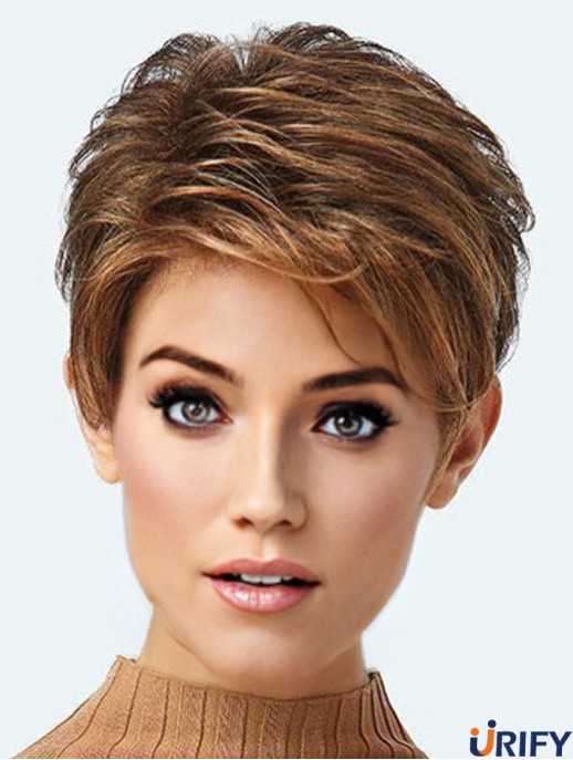 Beschnittene exquisite braune synthetische Boycuts Lace Front Perücken