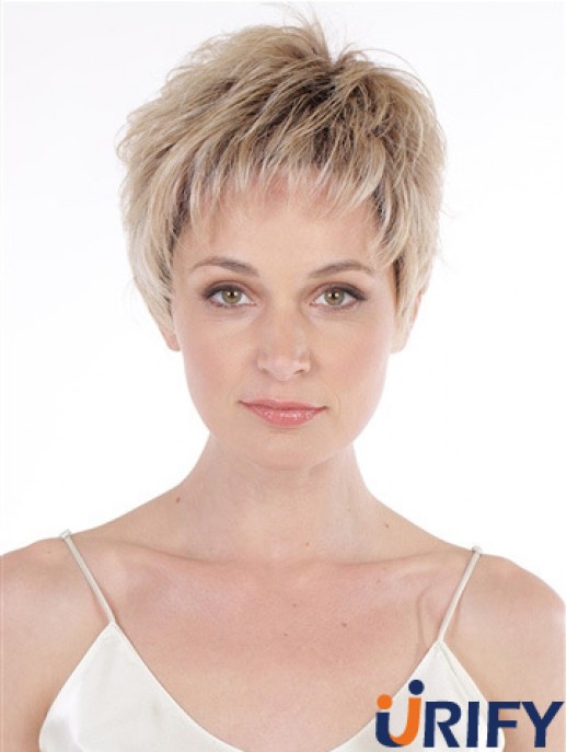 6 Zoll gewellte Top Boycuts Lace Front synthetische Perücken