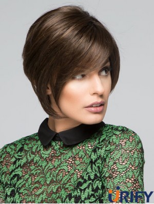 Brown Chin Länge gerade mit Pony 10  inchDiscount Medium Perücken