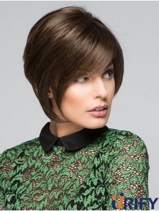 Brown Chin Länge gerade mit Pony 10  inchDiscount Medium Perücken