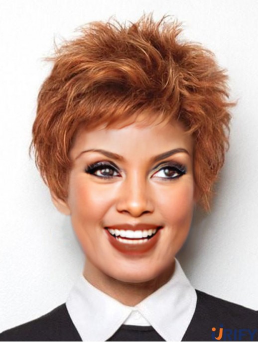 Boycuts Auburn Straight 4 Zoll verkürzte synthetische Perücken