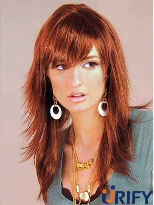 Synthetic Hair UK Auburn Farbe Langer, geschichteter Schnitt mit Capless