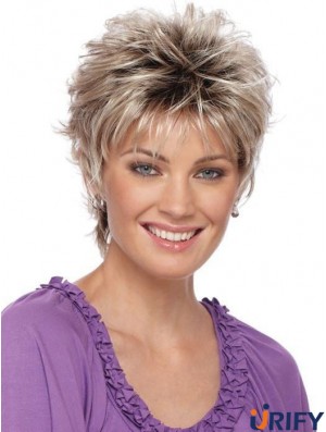Boycuts Blonde Verkürzte Synthetische Perücken