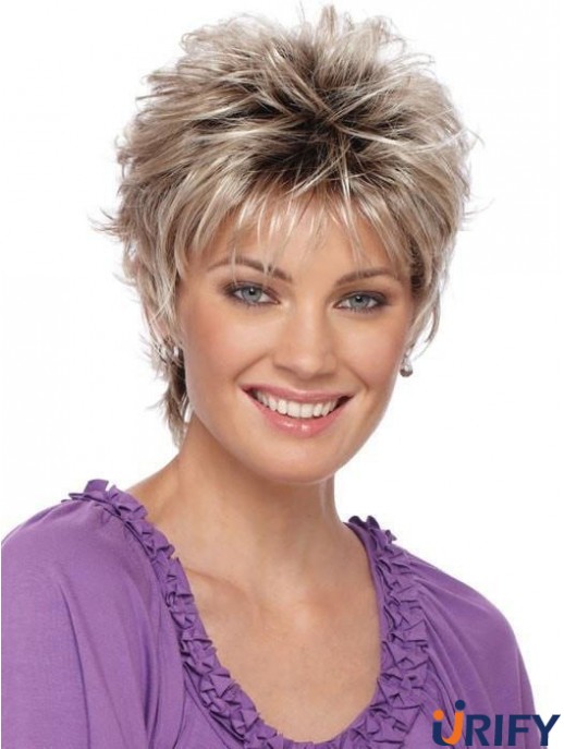 Boycuts Blonde Verkürzte Synthetische Perücken