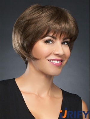6  inchCropped Incredible Brown Straight Bob Perücken