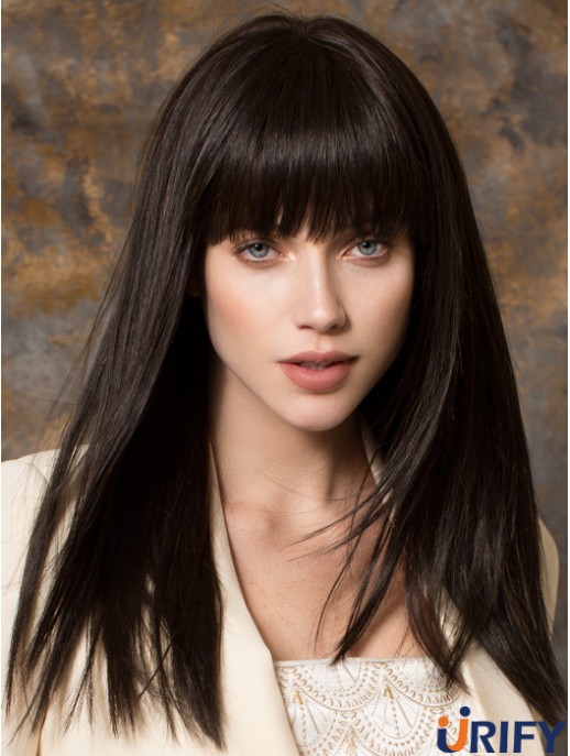 Beste synthetische Perücken mit Pony Monofilament Straight Style Black Farbe