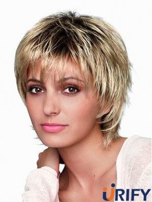 8 Zoll kurze gestaltete blonde gerade Bob Perücken