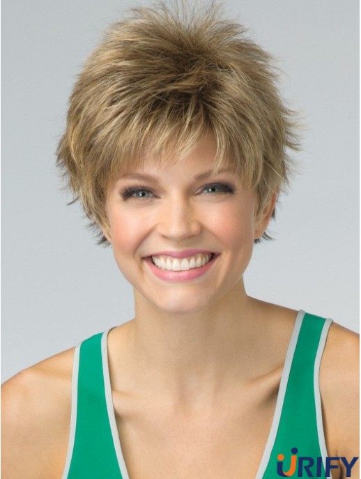 Kurze Pixie Cut synthetische Perücke Blonde Farbe verkürzte Länge Boycuts
