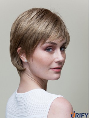 Straight Short 8  inchBlonde 100% handgebundene Perücken