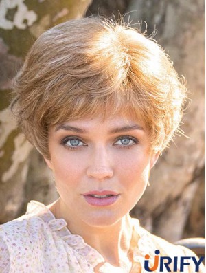 Blonde 8  inchBoycuts kurze freche Monofilament Perücken