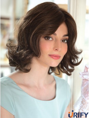 Neue 12  inchBrown Shoulder Length Layered Wavy Lace Perücken