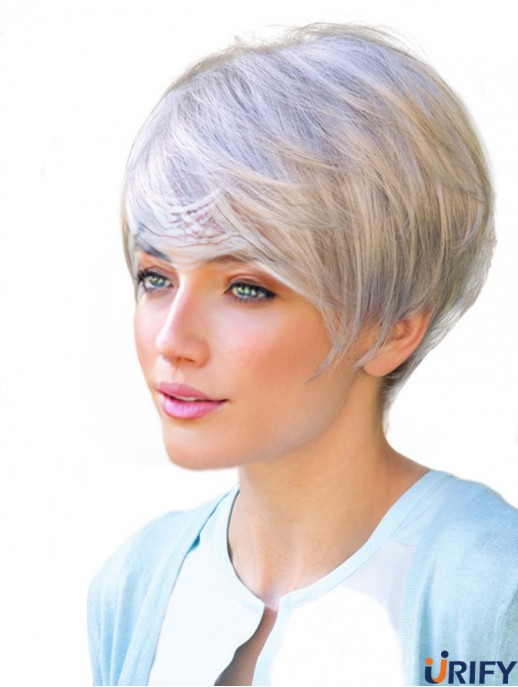 Monofilament Short Straight Boycuts Synthetische realistische Perücken