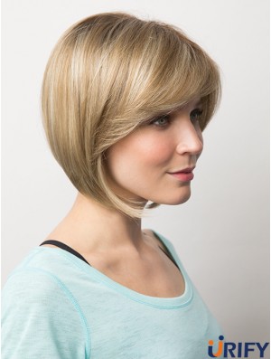 Trendy 10  inchBlonde Kinn Länge Bobs Straight Lace Perücken