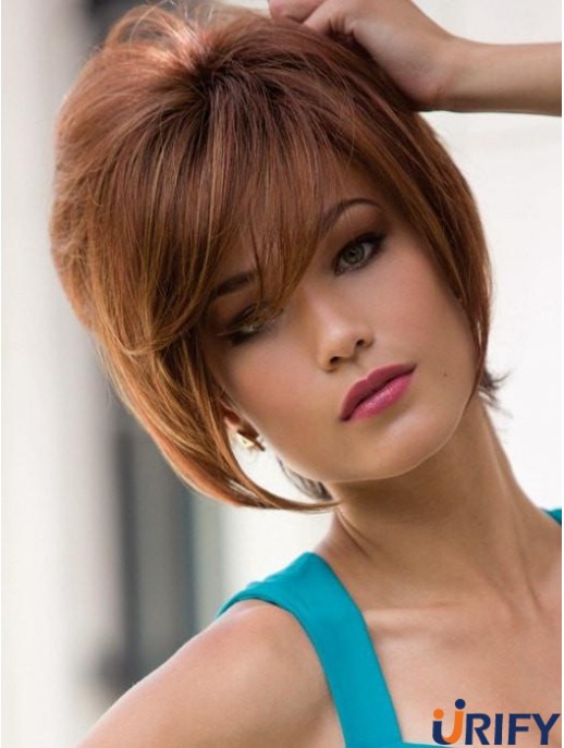 Mit Pony Auburn Straight 9  inchShort Synthetic Perücken