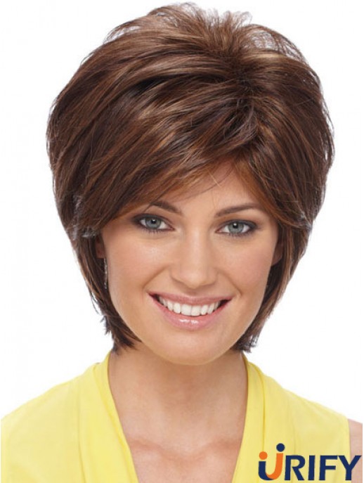 Schlanke synthetische Perücken Auburn Farbe Short Length Layered Style