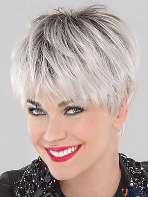 Cropped Straight White 4 Zoll Lace Cap Perücken