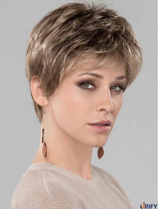 Blonde 4 Zoll Boycuts Cropped Discount Monofilament Perücken