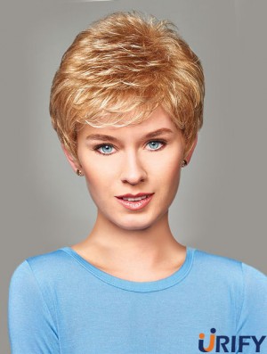 Kaufen Sie Synthetic With Capless Short Length Blonde Color