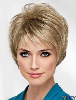 Blonde 8 Zoll Boycuts Fabulous Capless Synthetic Perücken