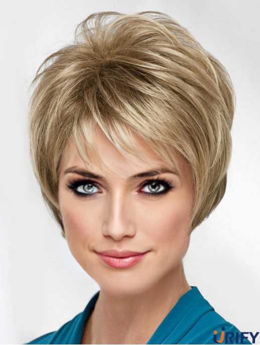 Blonde 8 Zoll Boycuts Fabulous Capless Synthetic Perücken