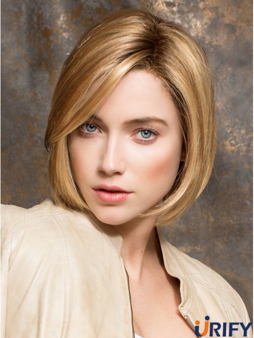 Kinn Länge Blonde No-Fuss 10 Zoll Straight Bob Perücken