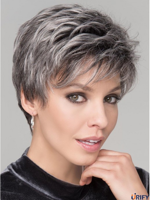 Monofilament 6 Zoll Straight Platinum Blonde Boycuts Synthetische Perücken