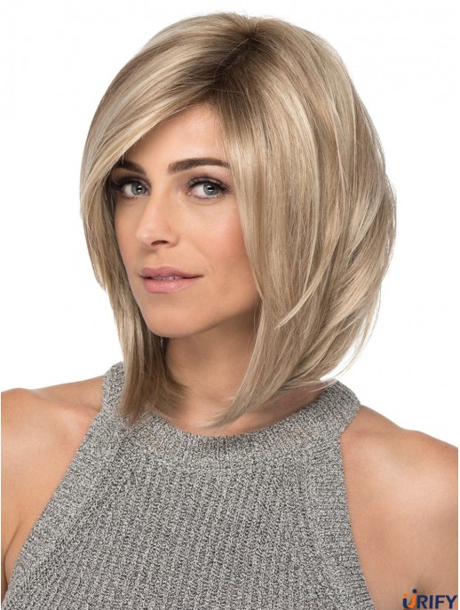 Gerade Blond mit Pony Damen Perücken
