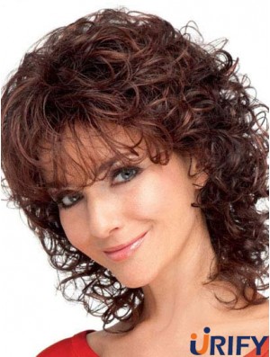 Lockiges Synthetisches Haar mit Pony Auburn Farbe