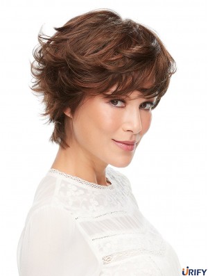 100% handgebundene Auburn 6 Zoll Short Layered High Class Perücken