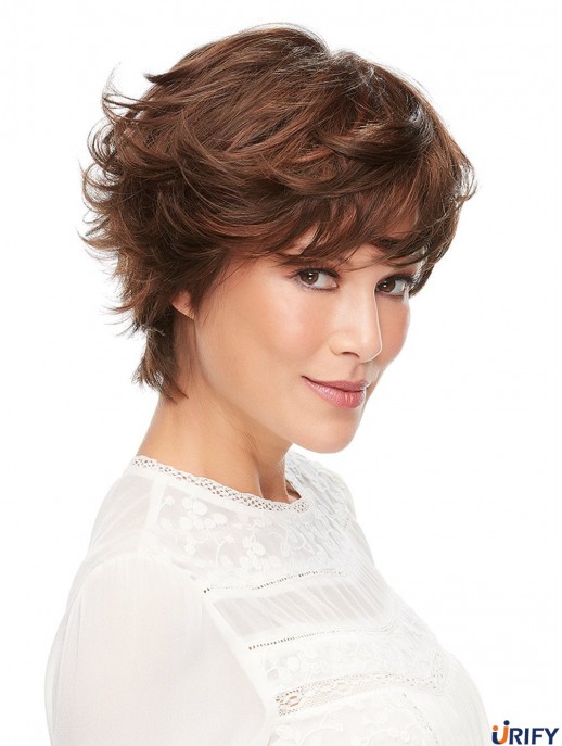 100% handgebundene Auburn 6 Zoll Short Layered High Class Perücken