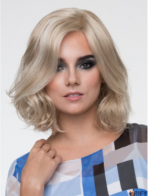 Monofilament 12 Zoll gewelltes Platinblond ohne Pony Kunsthaar