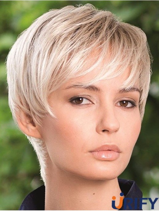 Synthetische Haarperücke Boycuts Straight Style Blonde Farbe Kurze Länge