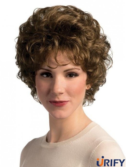Mit Pony Brown Wavy 8 Zoll Basic Perücke