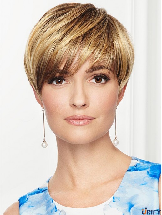 Layered Blonde Straight 4 Zoll Basic Perücken