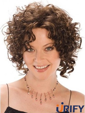 Hitzebeständige synthetische Perücken Curly Style Brown Color Classic Cut